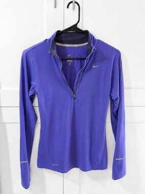 Nike Dri-FIT Purple 1/4 Zip Pullover XS Athletic Running Top Purple